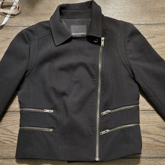 Banana Republic Black Moto Jacket Size 6 - Picture 8 of 12